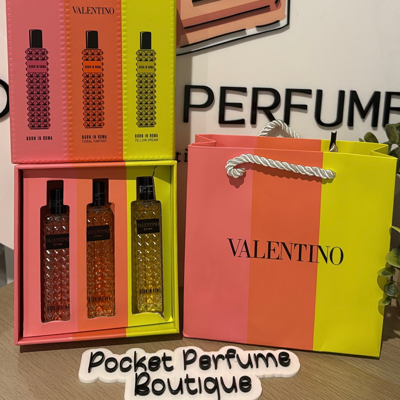 3 pc Valentino Gift set (includes matching bag)